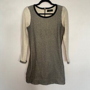 Diesel Grey/Metallic Sweater Dress with Black Trim, Leather Zipper Pull Size S
